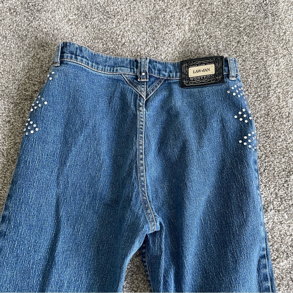 Lawman Jeans Womens Size 5 (27x32) Superior Slim Fit Bare Back Rhinestones Denim - Picture 13 of 14